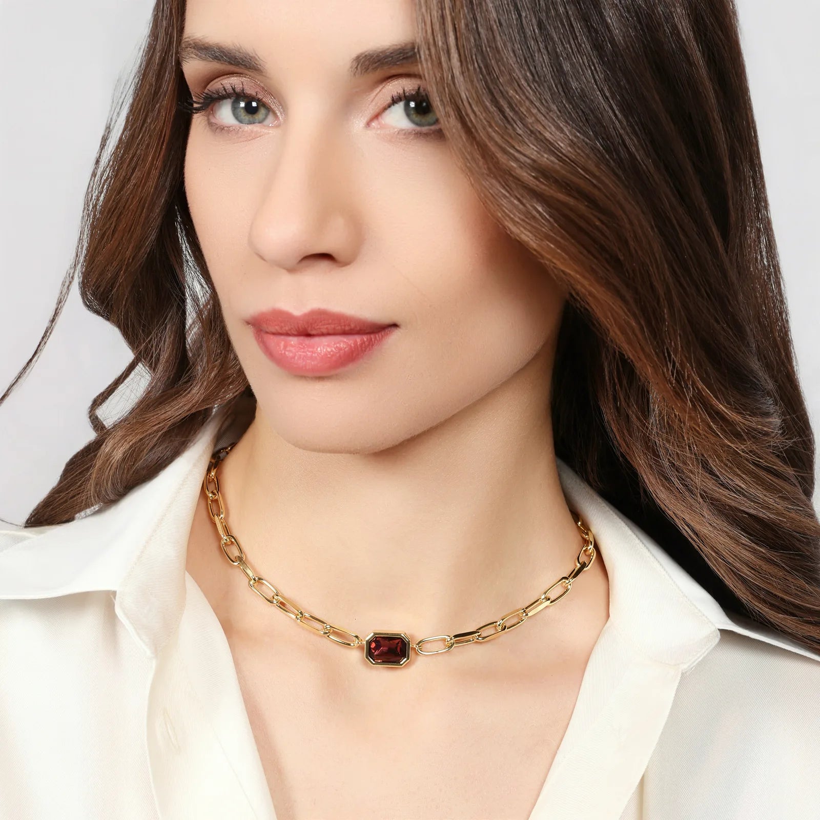 Unoaerre Damenkette Joya mit braunen Kristallen 2833