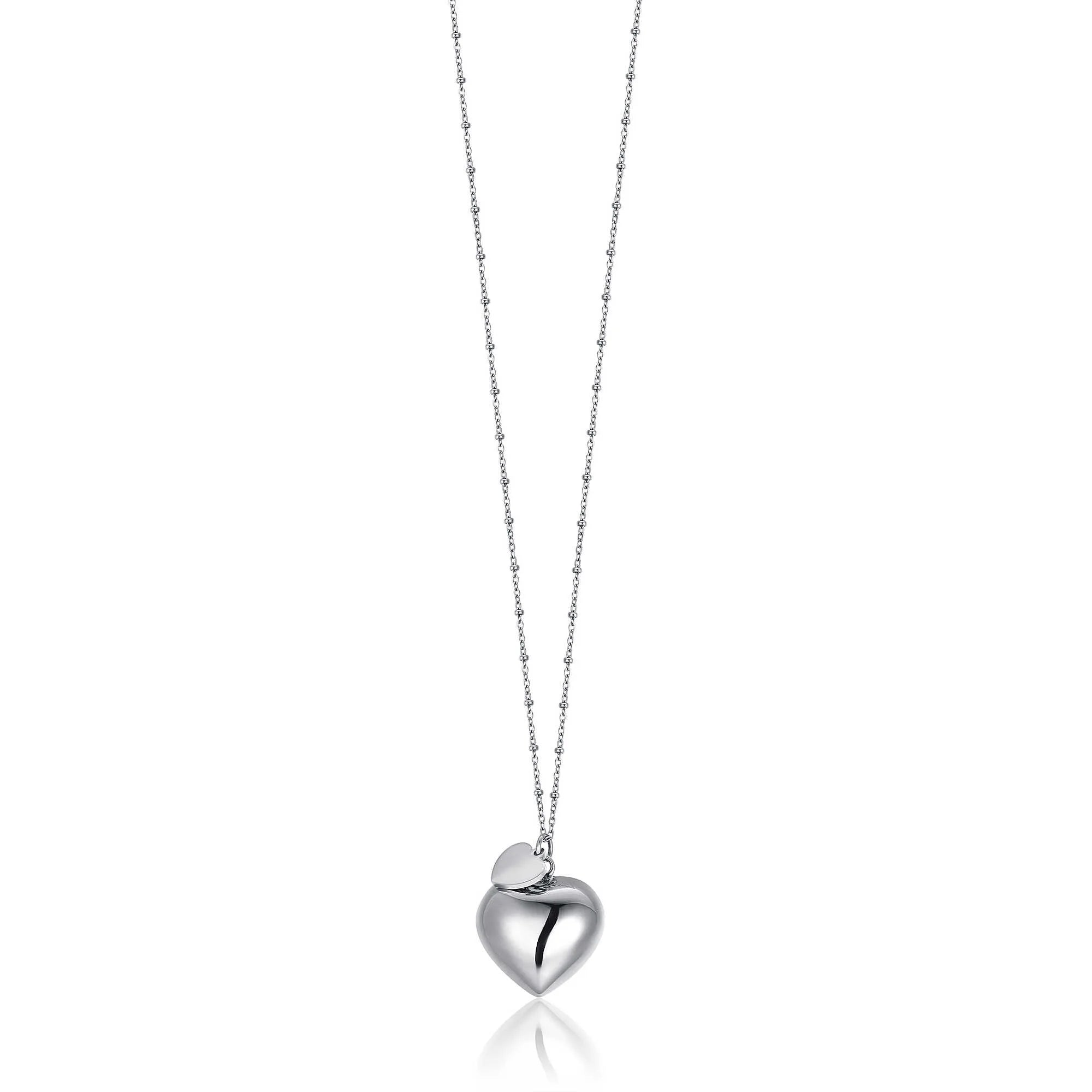 Collana chiama angeli donna gioielli Luca Barra con cuore acciaio ck1927