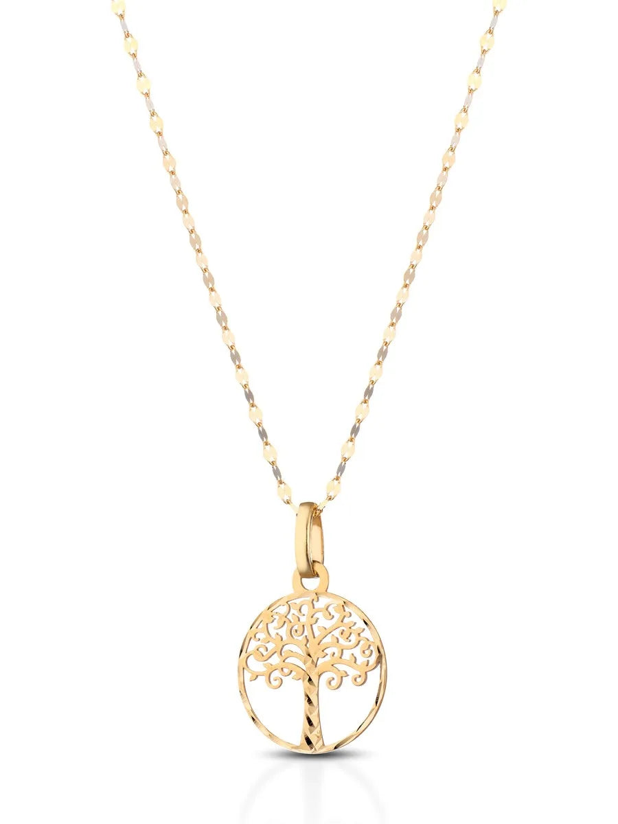 Collana classica in oro giallo 18kt con albero della vita
