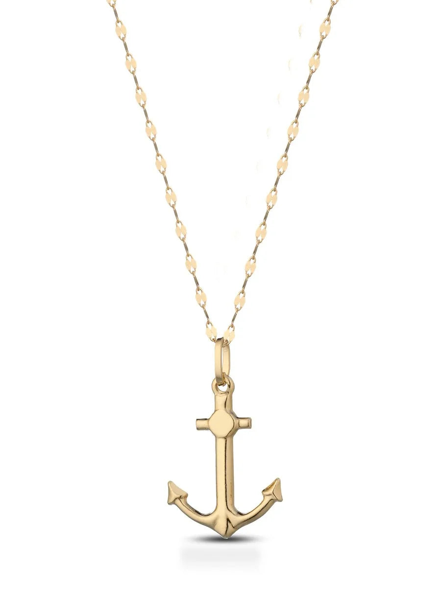 Collana classica uomo con ancora in oro giallo 18kt