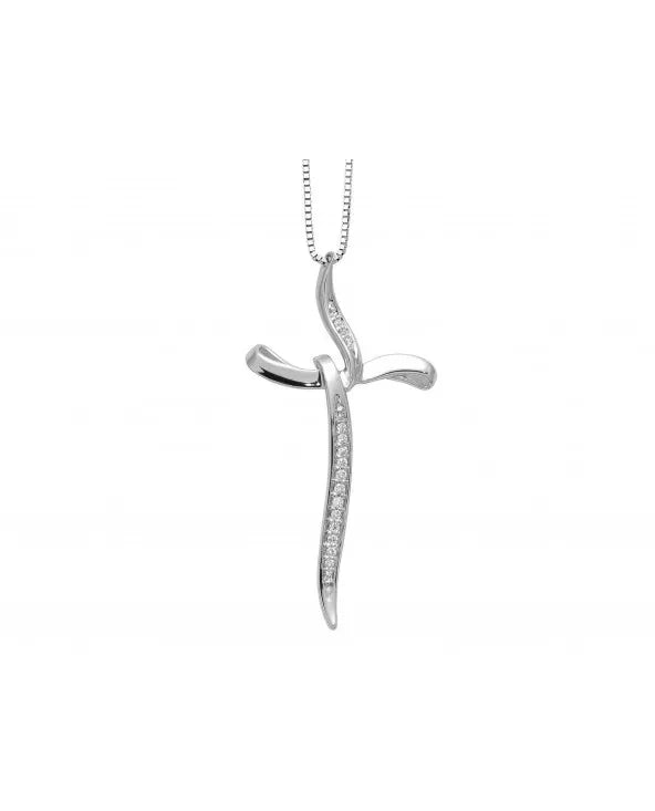 Collana con croce yukiko in oro bianco e diamanti cld4255y