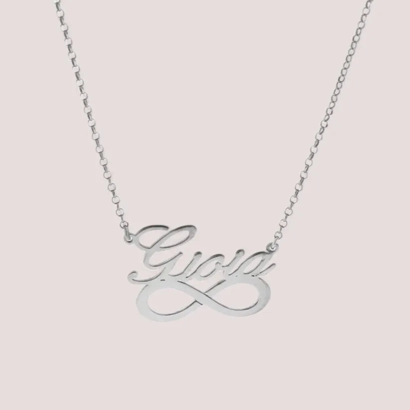 Collana con nome in argento 925 con simbolo infinito