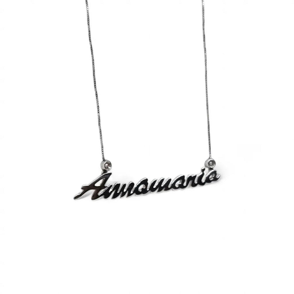 Collana con nome personalizzabile in oro bianco 18 carati misura 50 cm