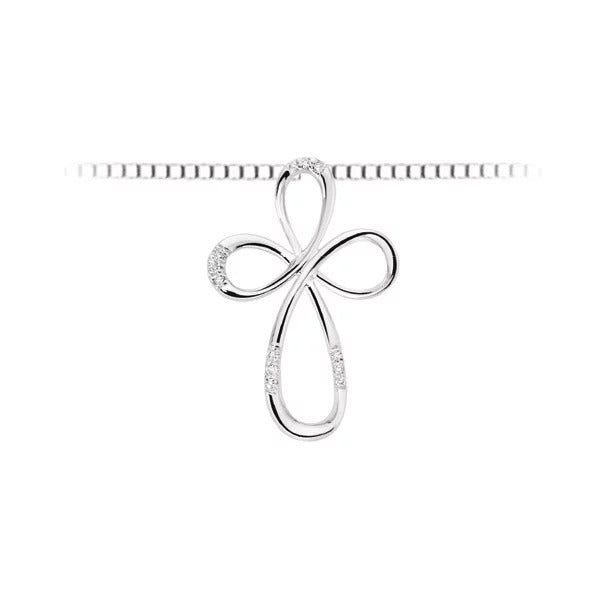 Collana con pendente croce in oro bianco e diamanti Donnaoro lpf10118.005
