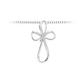 Collana con pendente croce in oro bianco e diamanti lpf10125.005