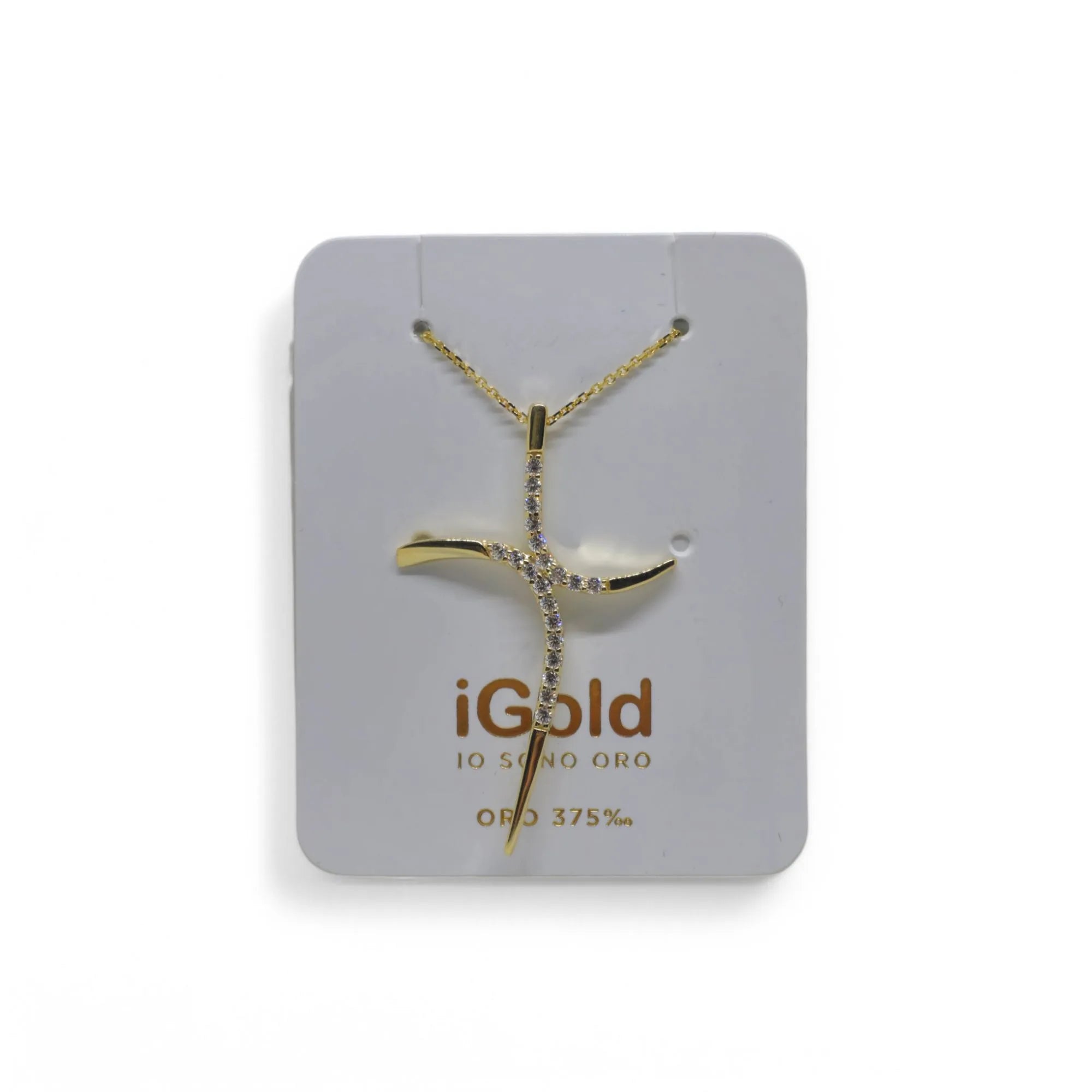 Collana con pendente croce in oro giallo 9 carati