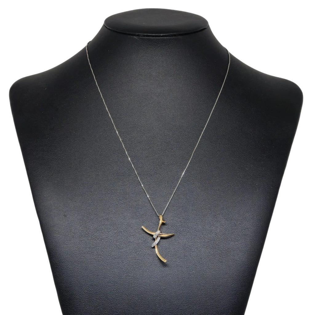 Collana con pendente croce in oro rosa 18 kt e diamanti