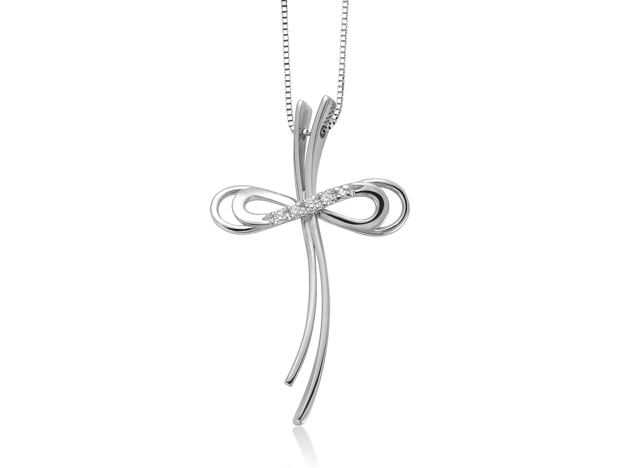Collana croce Yukiko in oro bianco e diamanti cld4244y