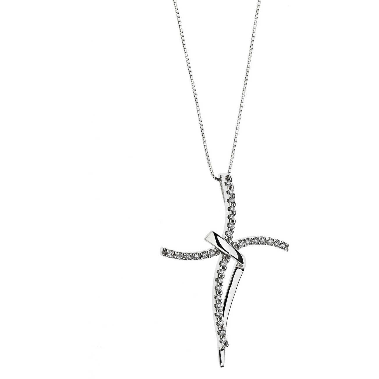 Collana croce in oro bianco donna gioielli Comete Croisette glb 1124