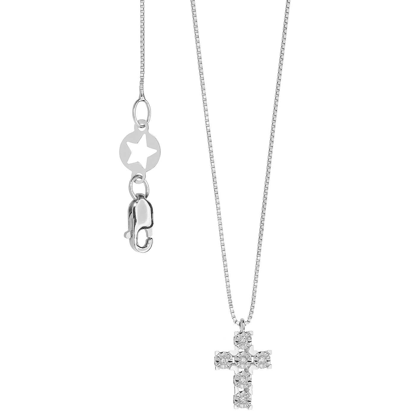 Collana croce in oro e diamanti donna gioielli Comete Croci glb 1555