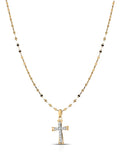 Collana croce in oro giallo 18kt con zirconi