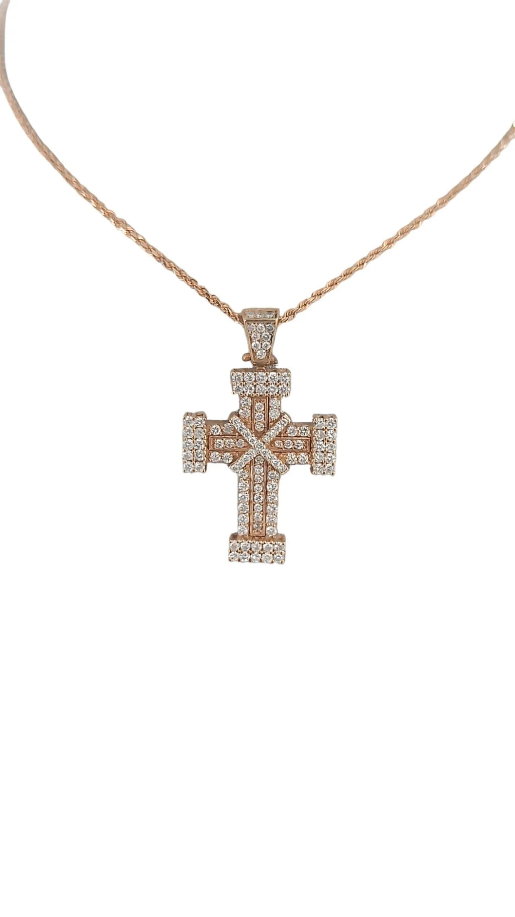 Collana croce uomo in oro rosa 18Kt