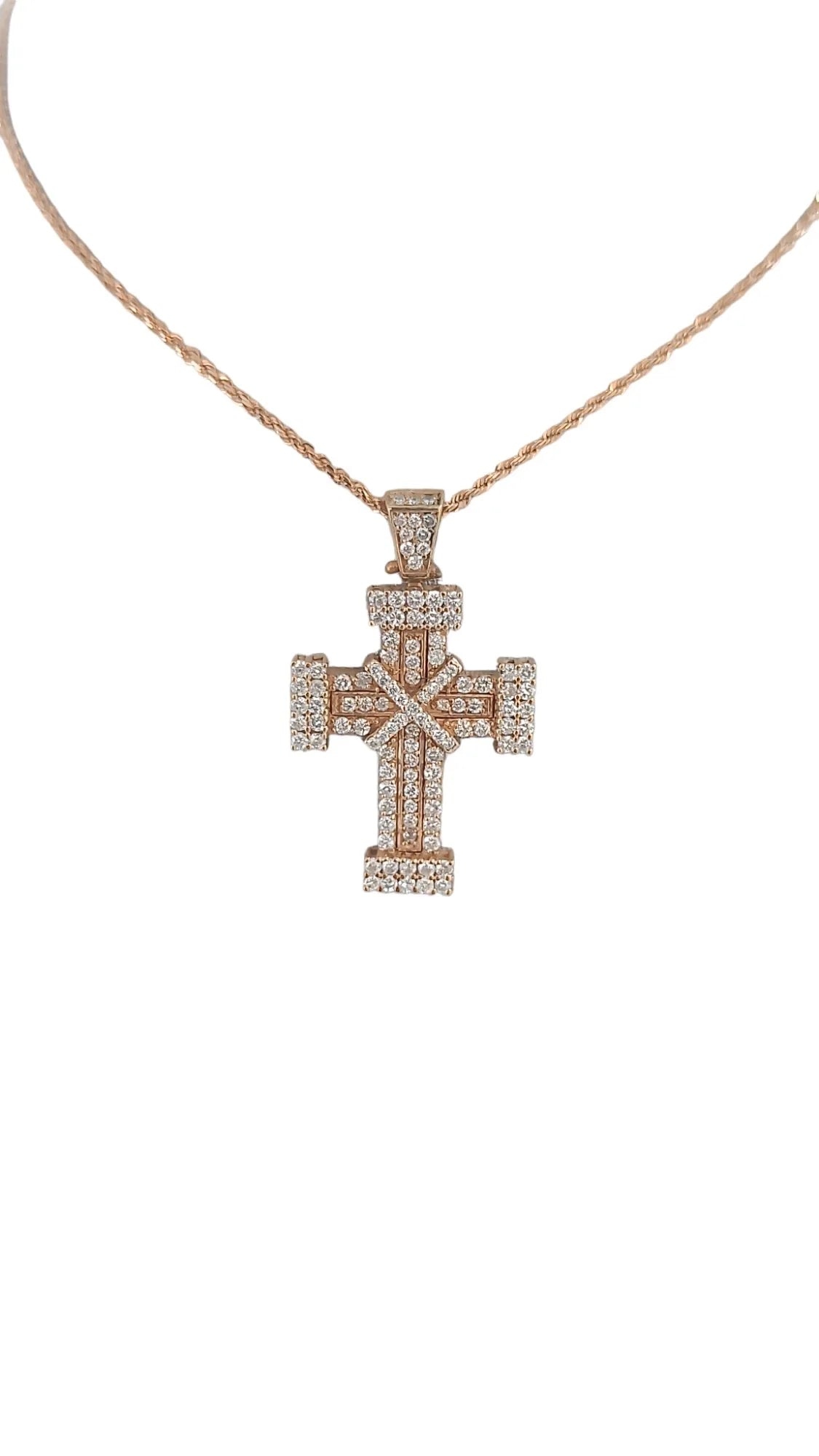 Collana croce uomo in oro rosa 18Kt