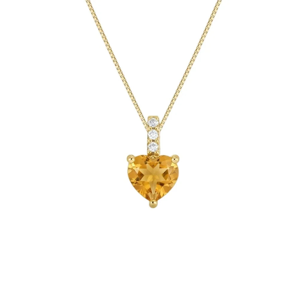 Collana cuore kioto donna in oro 9kt topazio citrino