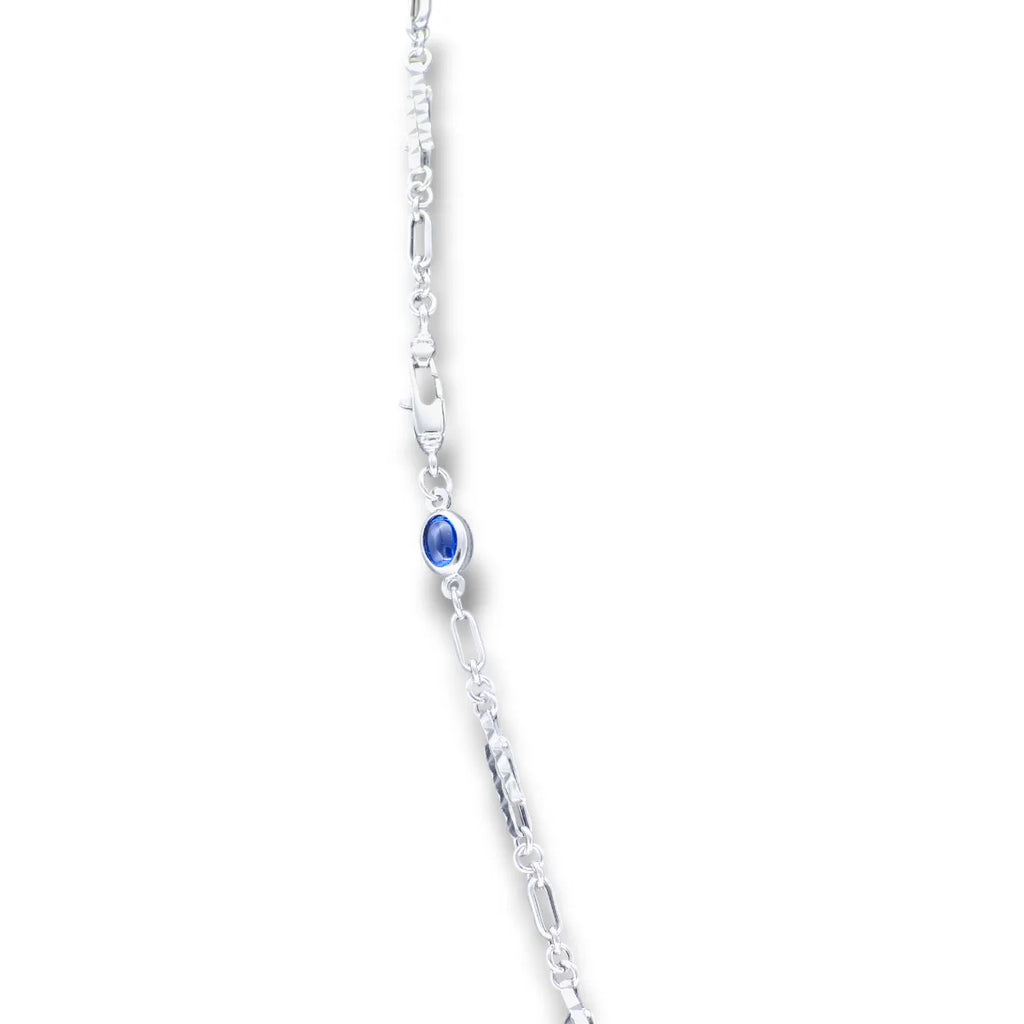 Collana da Uomo in Oro Bianco 18 Carati con Inserto Blu Tenace