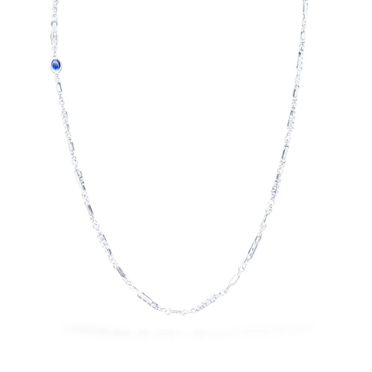 Collana da Uomo in Oro Bianco 18 Carati con Inserto Blu Tenace
