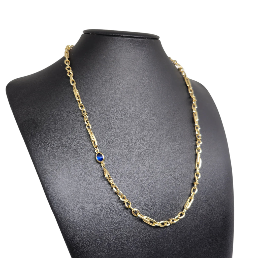 Collana da Uomo in Oro Giallo 18 Carati con Inserto Blu