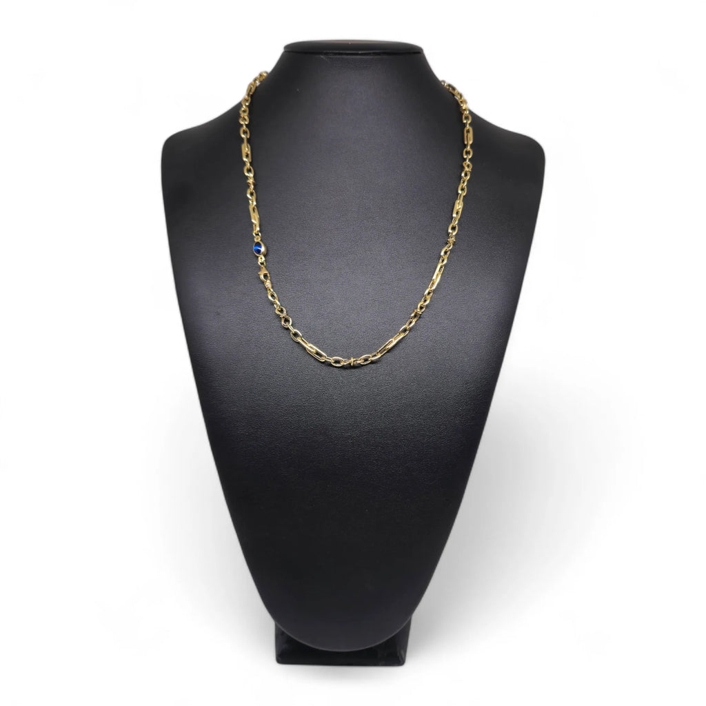 Collana da Uomo in Oro Giallo 18 Carati con Inserto Blu
