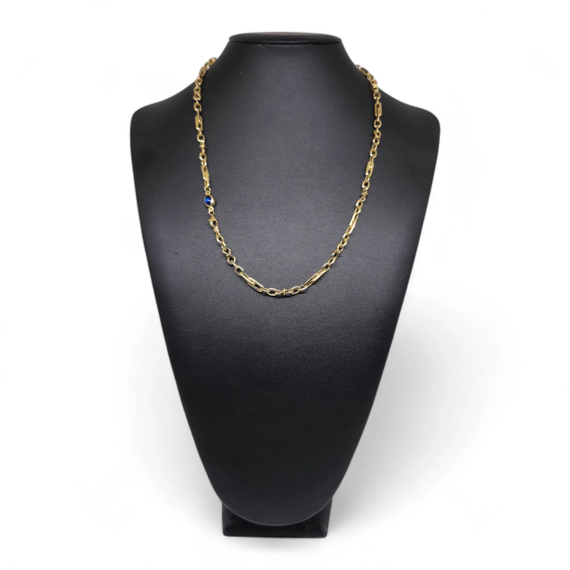 Collana da Uomo in Oro Giallo 18 Carati con Inserto Blu