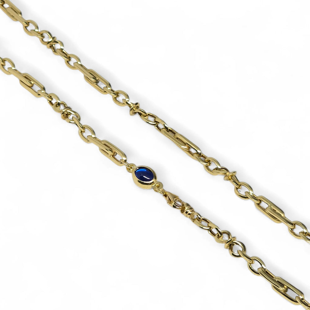 Collana da Uomo in Oro Giallo 18 Carati con Inserto Blu
