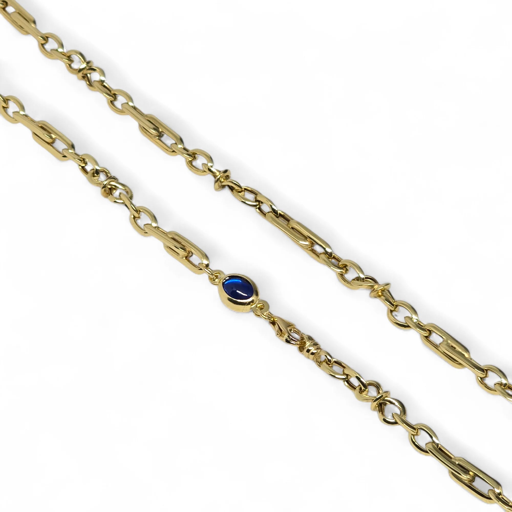 Collana da Uomo in Oro Giallo 18 Carati con Inserto Blu