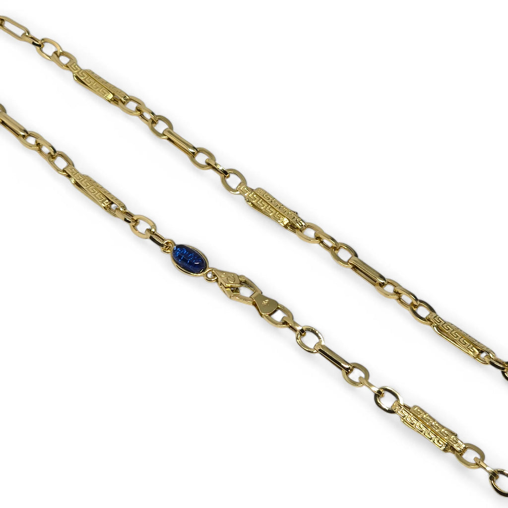 Halskette für Herren aus 18 Karat Gelbgold mit blauem Einsatz, 60 cm