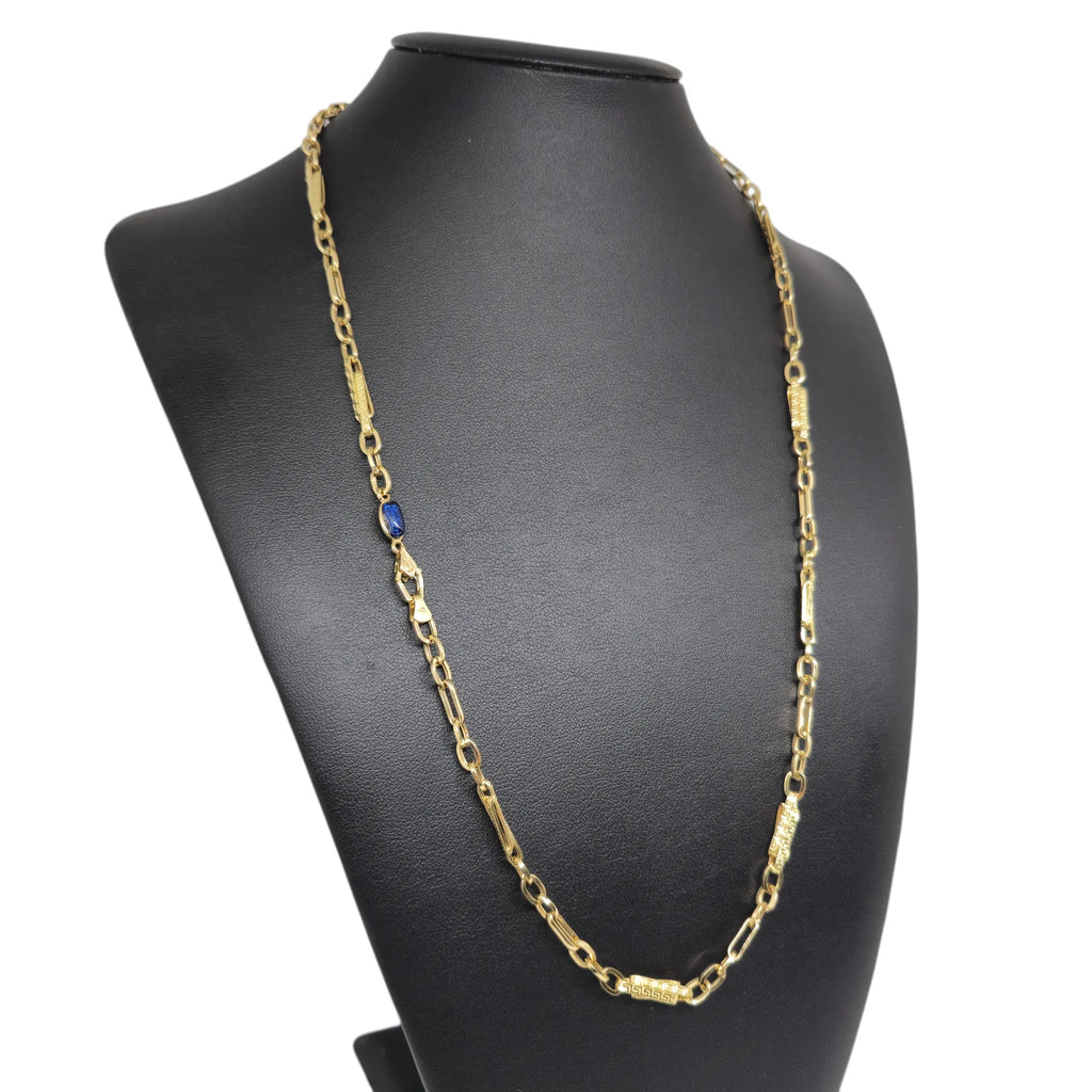 Halskette für Herren aus 18 Karat Gelbgold mit blauem Einsatz, 60 cm