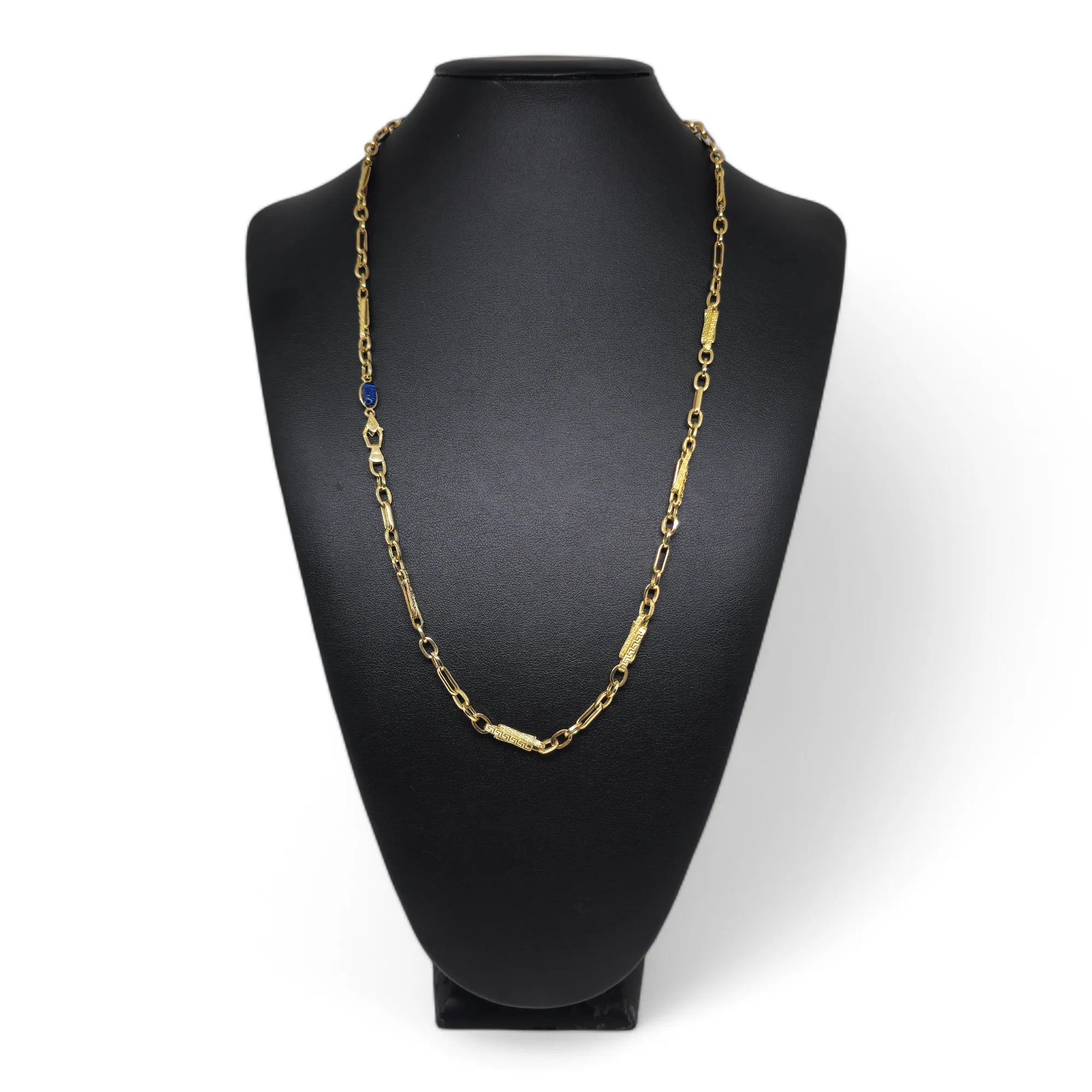 Halskette für Herren aus 18 Karat Gelbgold mit blauem Einsatz, 60 cm