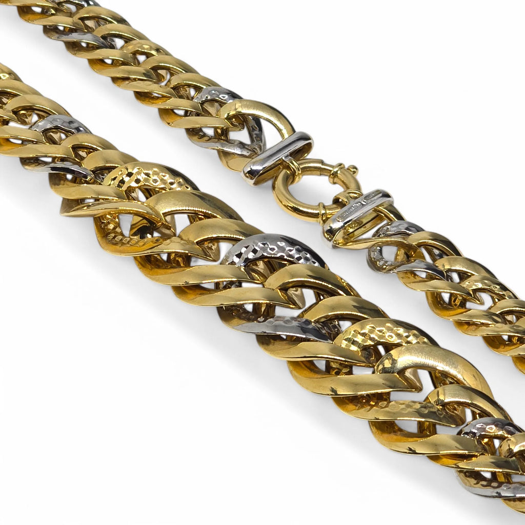 Collana da donna in oro bicolore 18kt con maglia Groumette