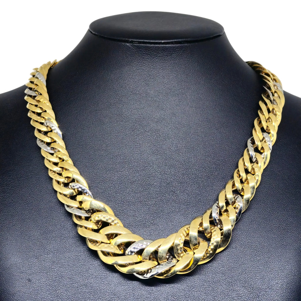Collana da donna in oro bicolore 18kt con maglia Groumette
