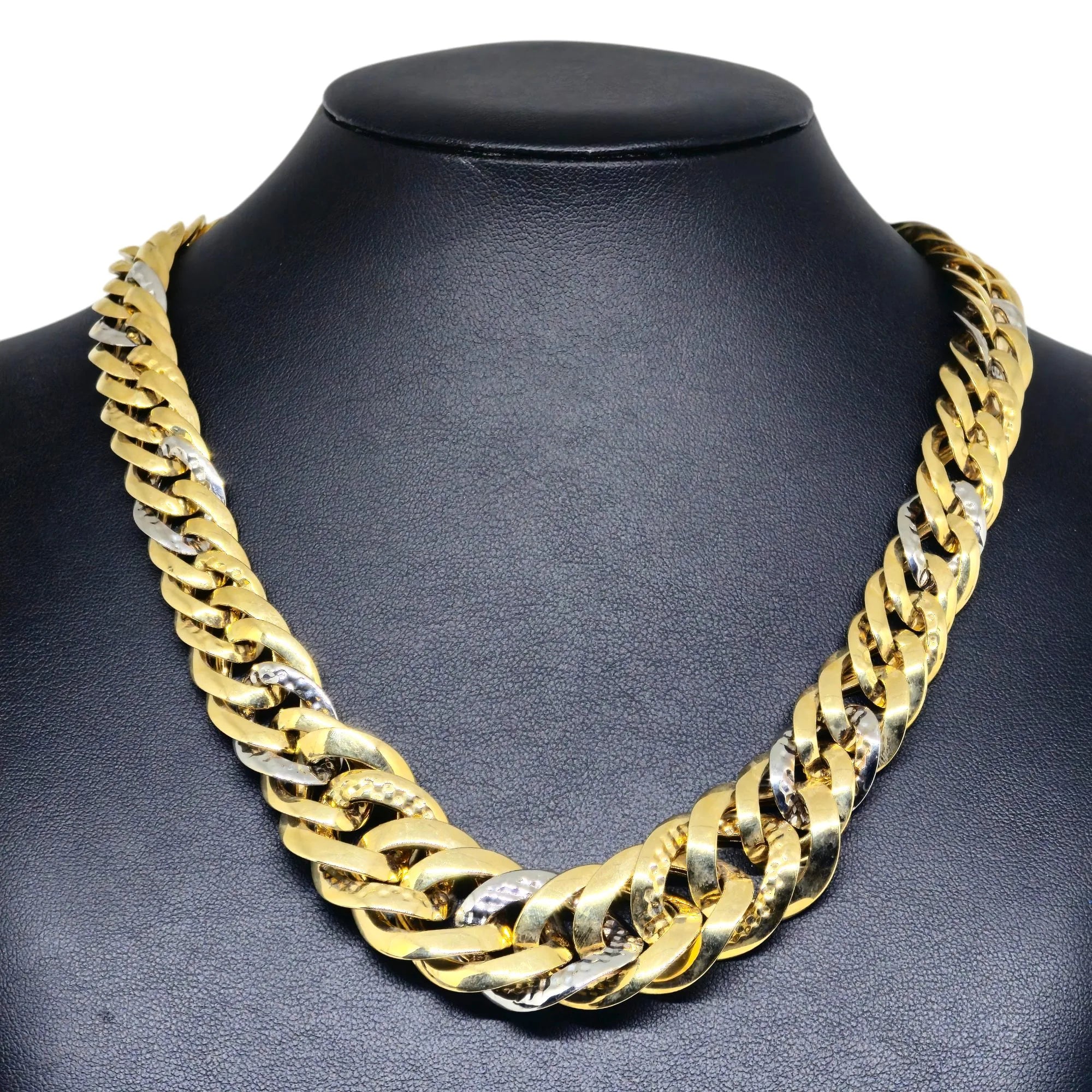 Collana da donna in oro bicolore 18kt con maglia Groumette