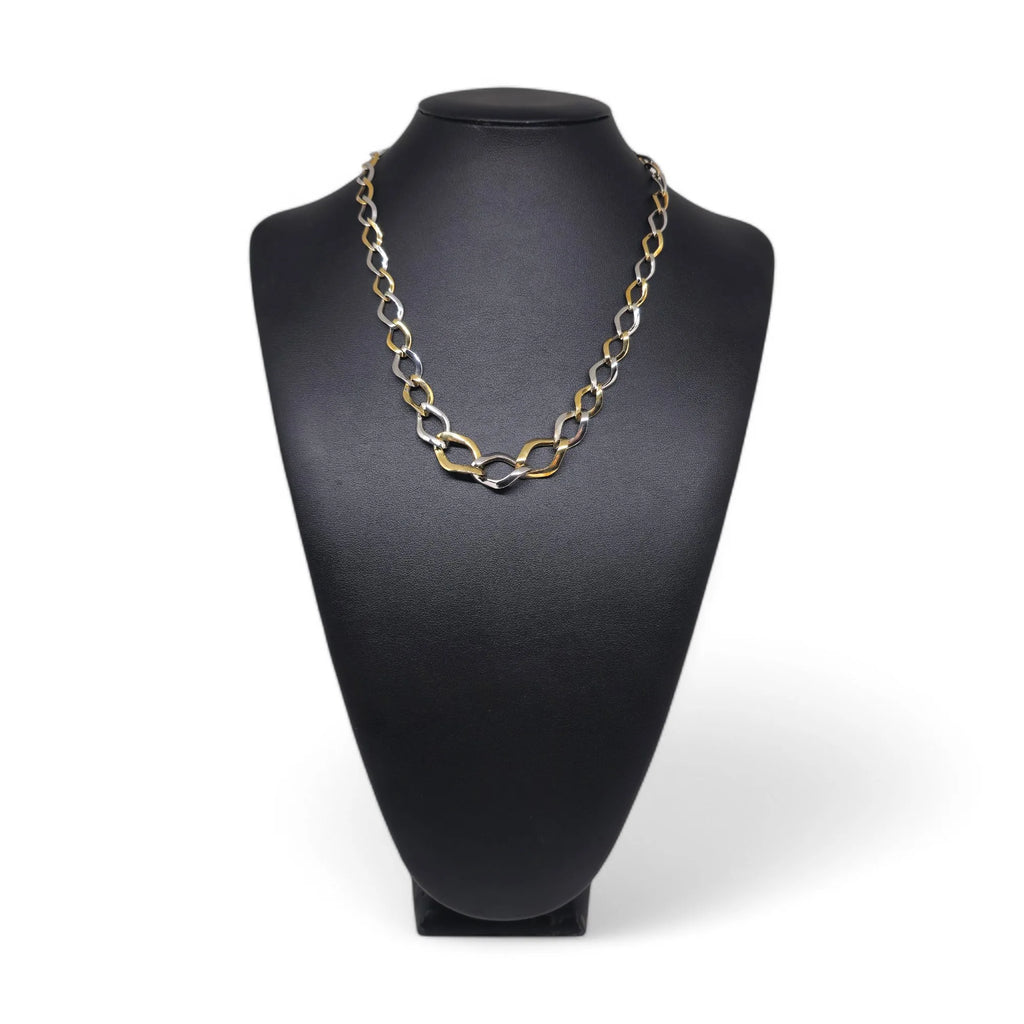 Collana da donna piatta a catena bicolore in oro18kt 750