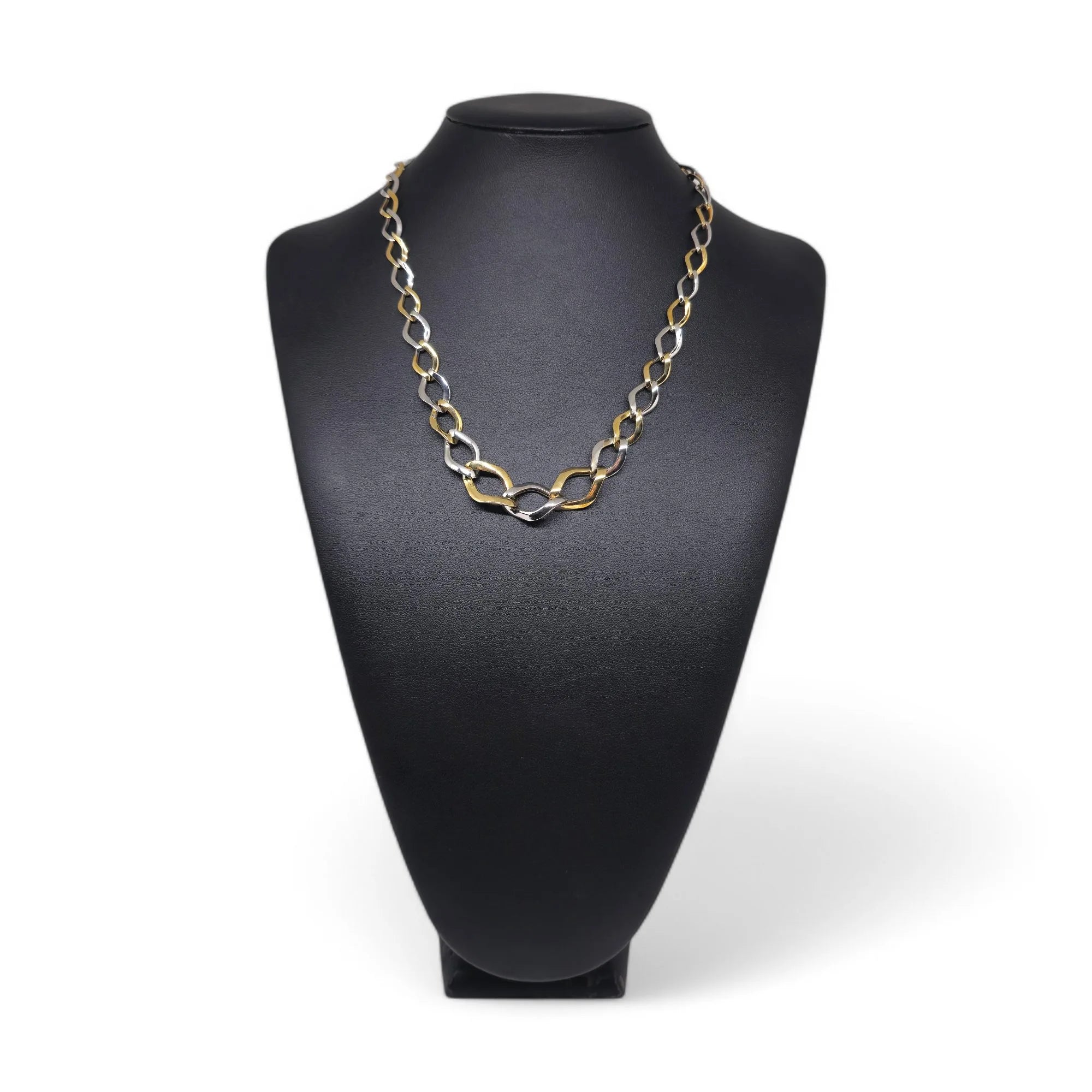 Collana da donna piatta a catena bicolore in oro18kt 750