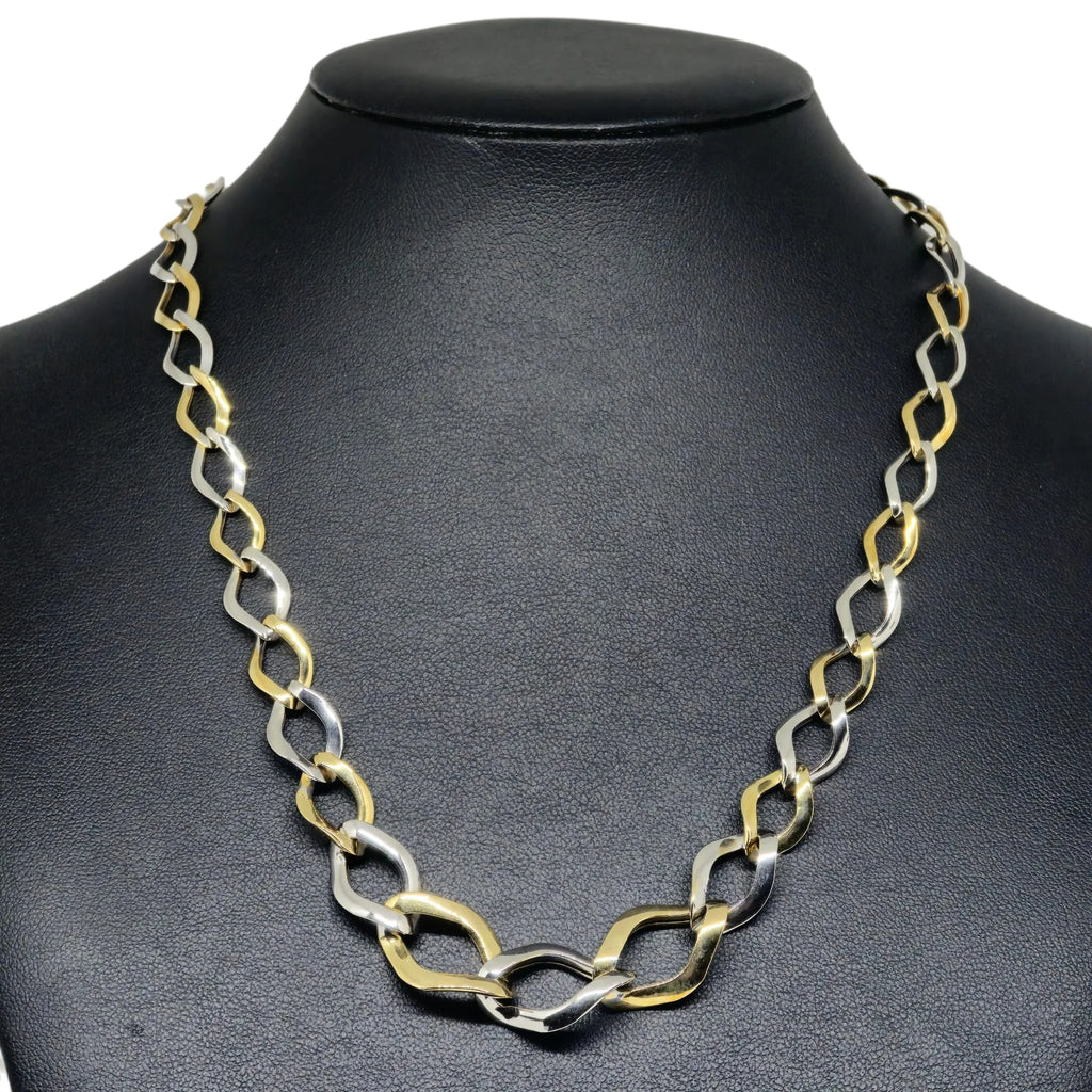 Collana da donna piatta a catena bicolore in oro18kt 750