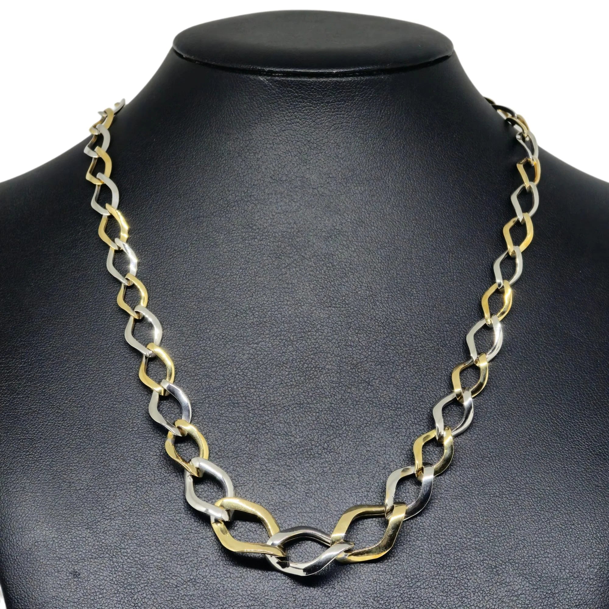 Collana da donna piatta a catena bicolore in oro18kt 750