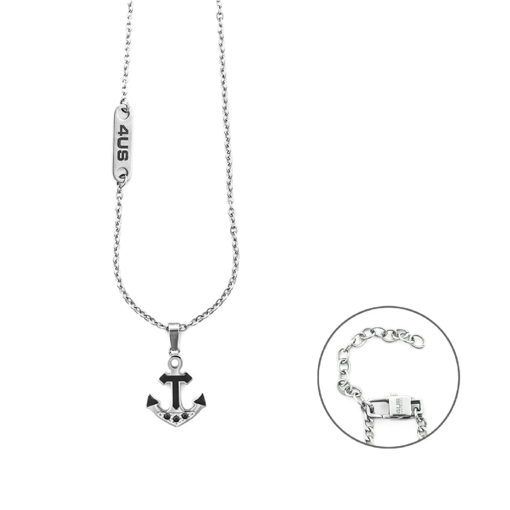 Collana da uomo Paciotti 4US in acciaio con ancora e zirconi