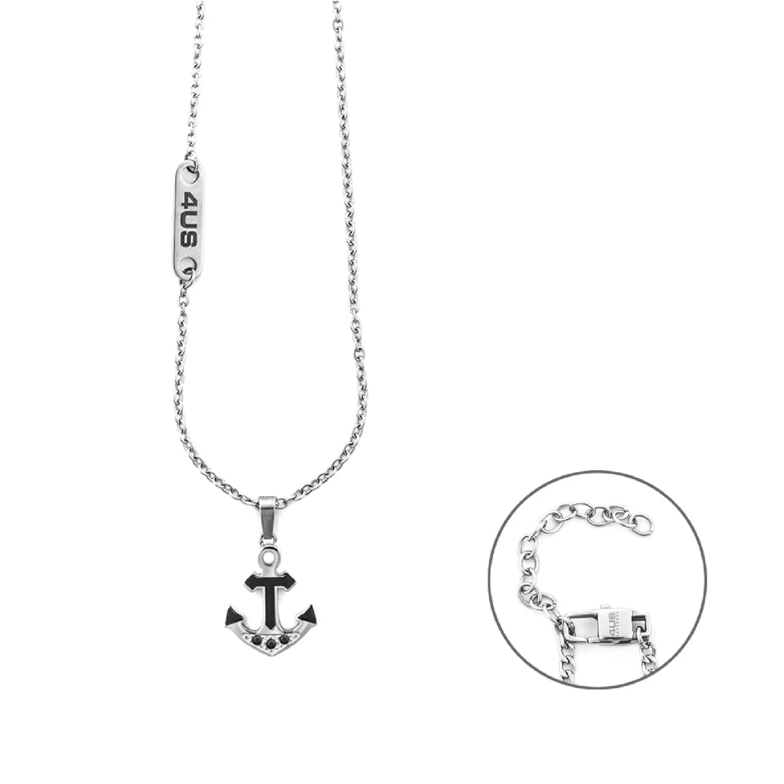 Collana da uomo Paciotti 4US in acciaio con ancora e zirconi