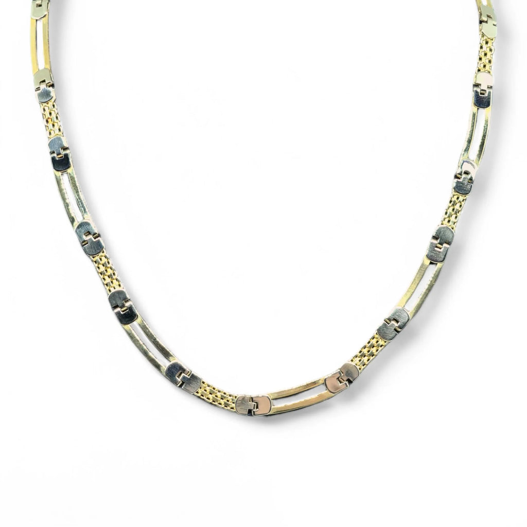 Collana da uomo piatta bicolore in oro18kt 750