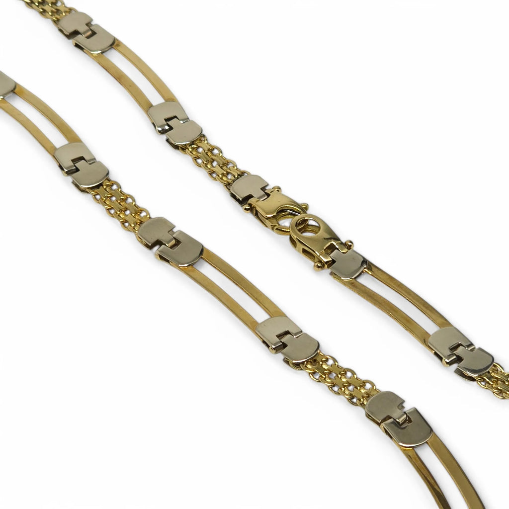 Collana da uomo piatta bicolore in oro18kt 750