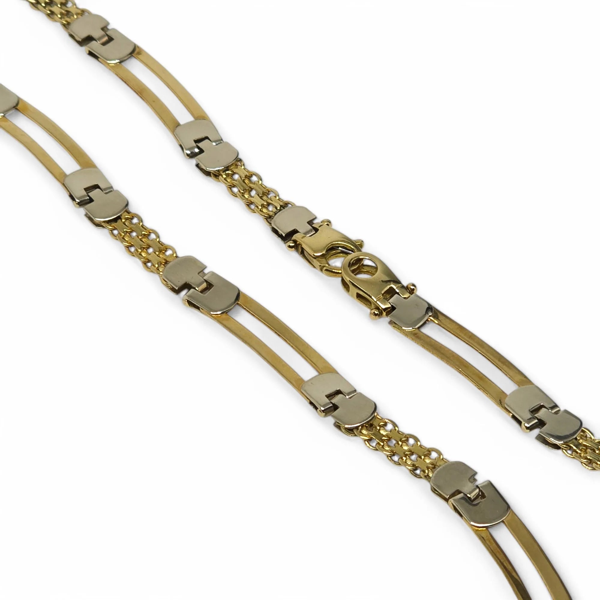 Collana da uomo piatta bicolore in oro18kt 750