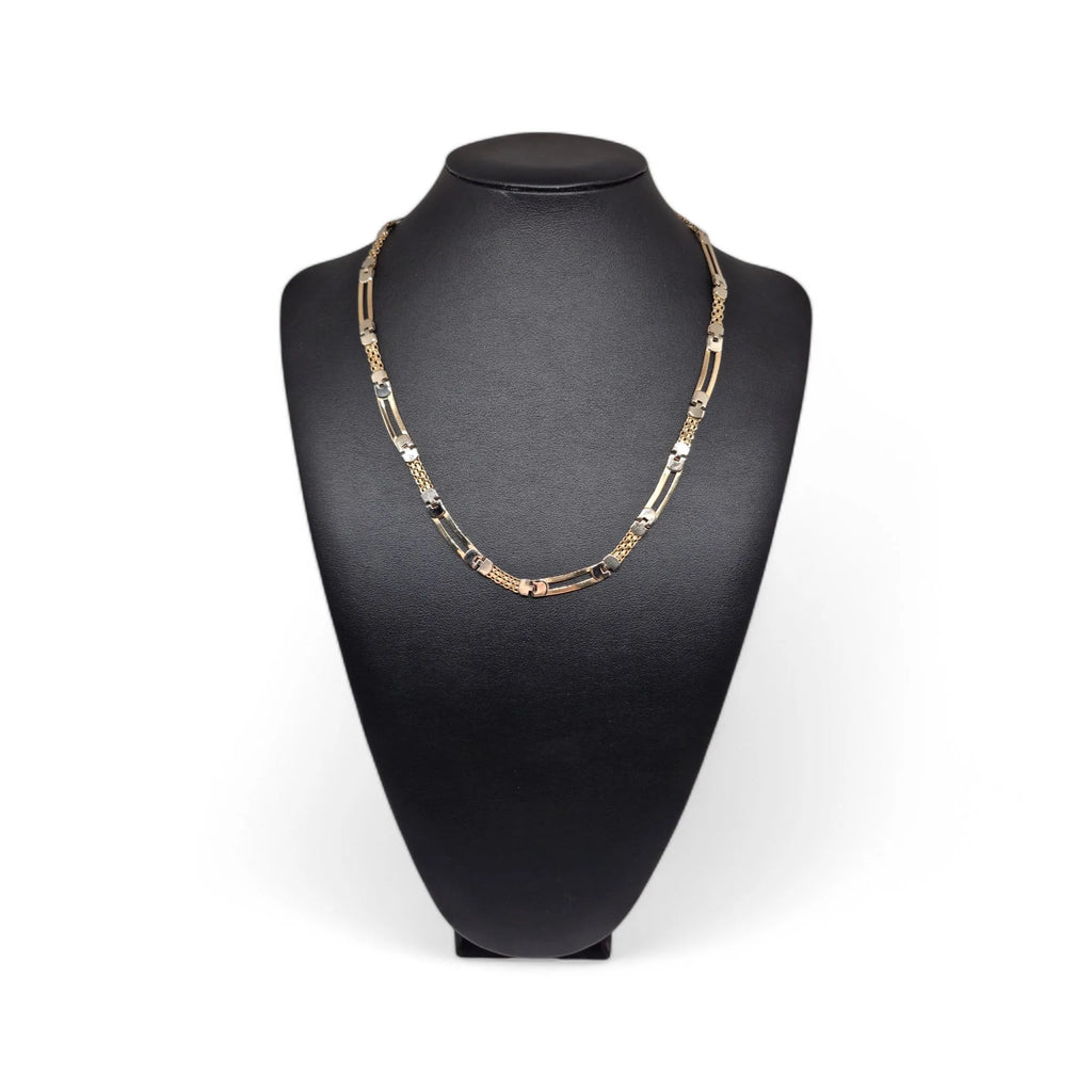Collana da uomo piatta bicolore in oro18kt 750