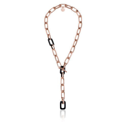 Unoaerre Damenhalskette Forzatina-Kette und natürlicher schwarzer Onyx 2131