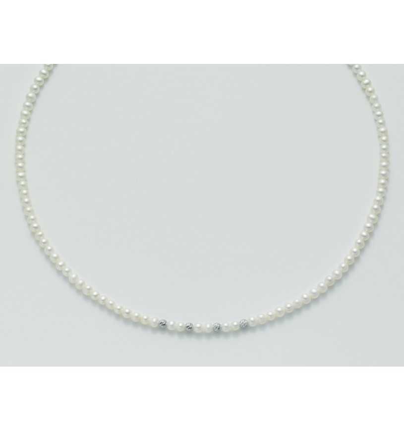 Collana di perle Yukiko in oro bianco pcl3991yx