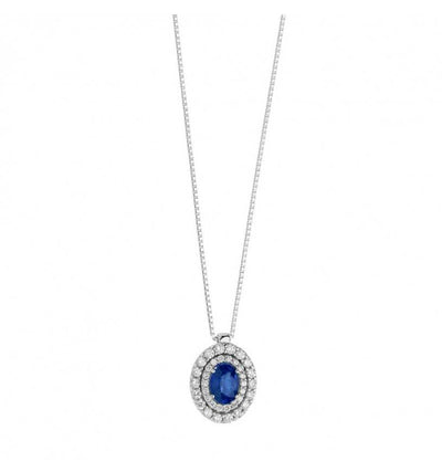 Collana donna Comete Gioielli in oro bianco con zaffiro e diamanti GLB 1474