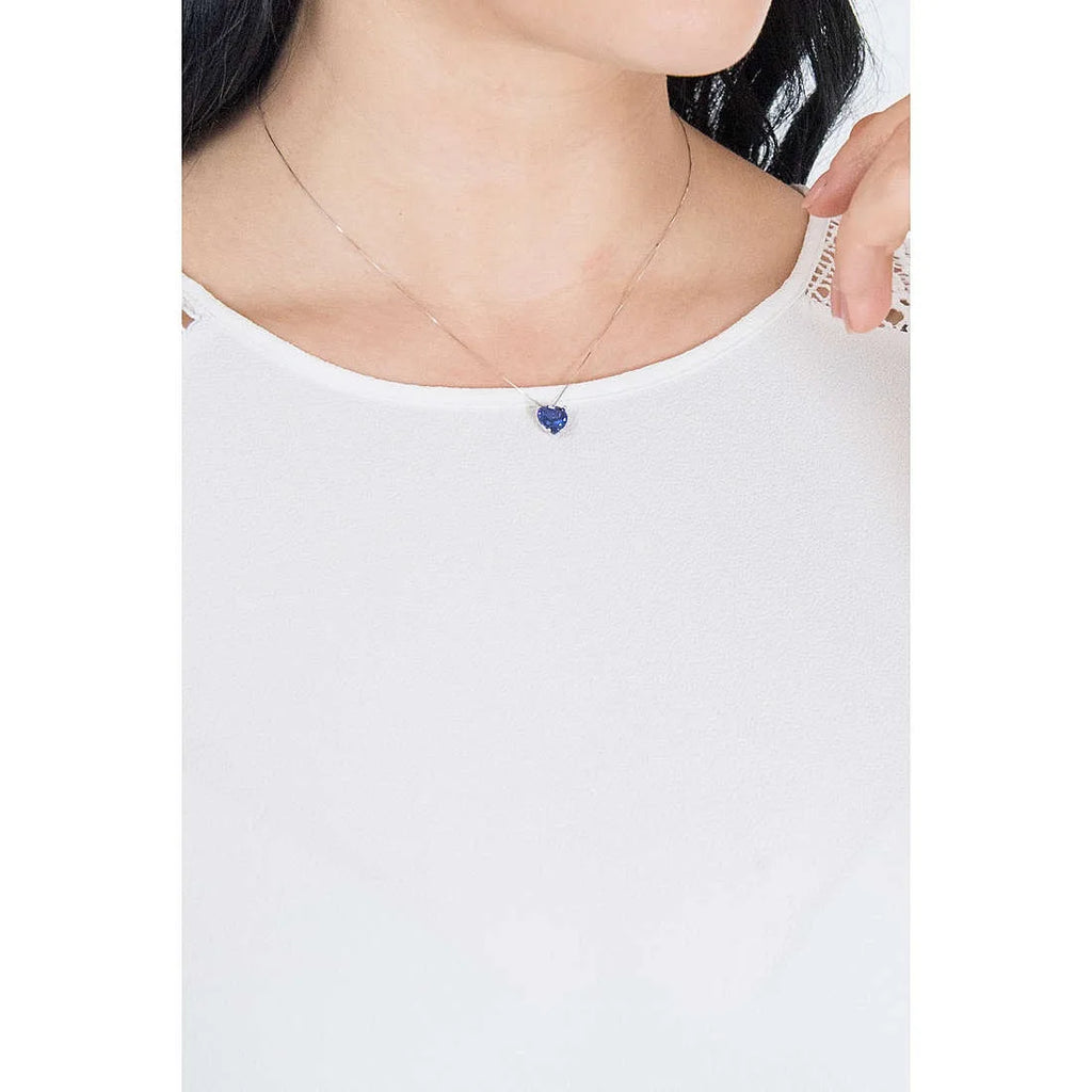 Collana donna Comete in oro bianco 18kt con cuore zaffiro glb 1430