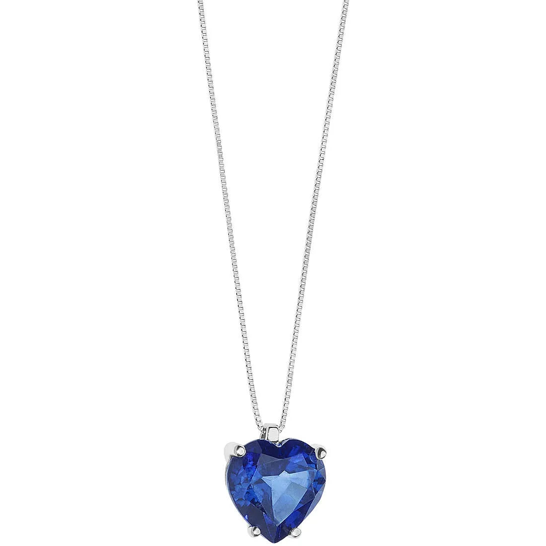 Collana donna Comete in oro bianco 18kt con cuore zaffiro glb 1430
