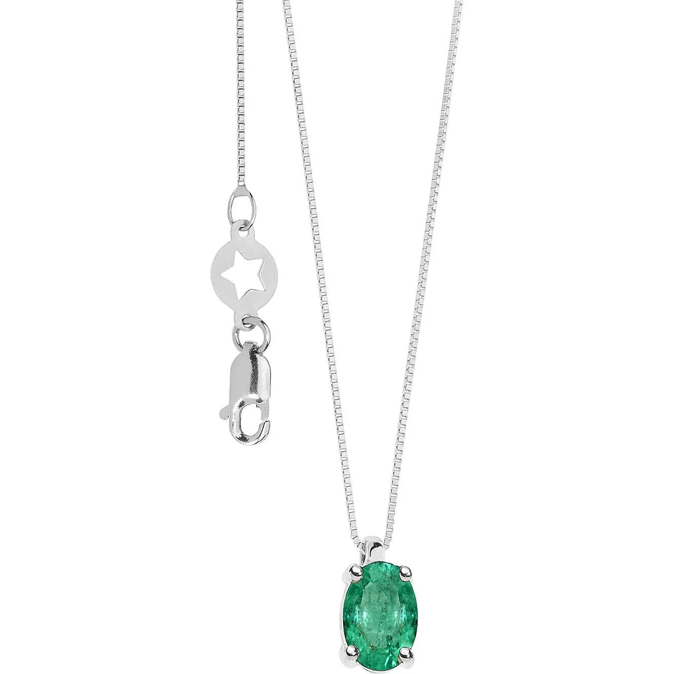 Collana donna Comete in oro bianco 18kt e smeraldo GLB 1642 S3
