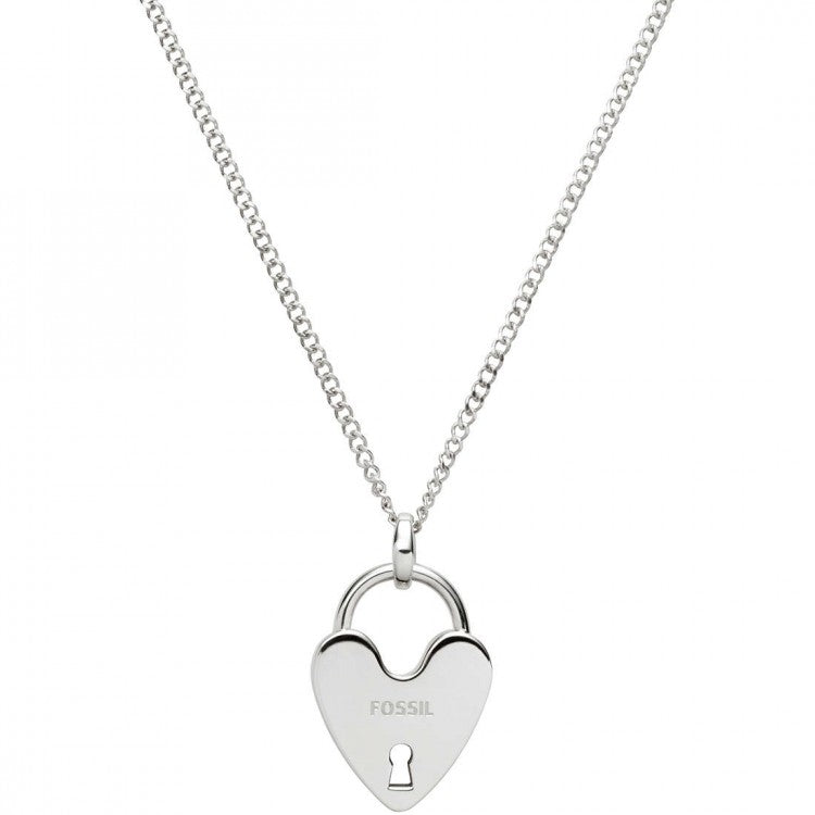 Collana donna Fossil ciondolo cuore lucchetto jf00128040