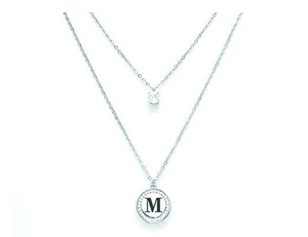 Collana donna Kiara con ciondolo lettera M in acciaio kcld3905b-m