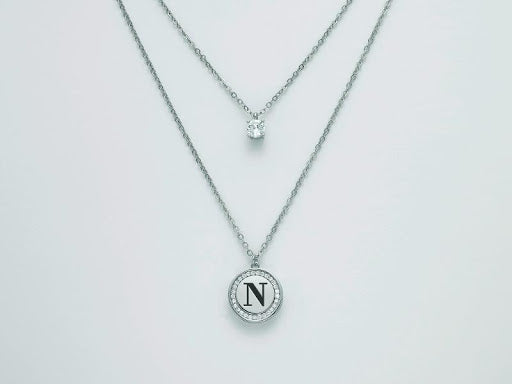 Collana donna Kiara con lettera N collier in acciaio con punto luce KCLD3905B-N